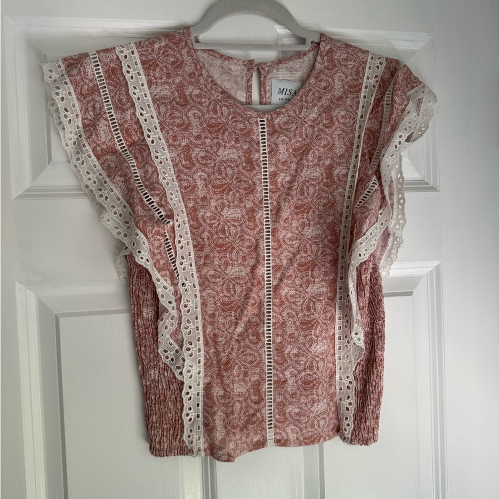 MISA Fantine Ruffled Lace blouse XS
